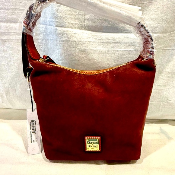 NWT Dooney & Bourke Wine Colored Suede Paige Hobo Bag w/...